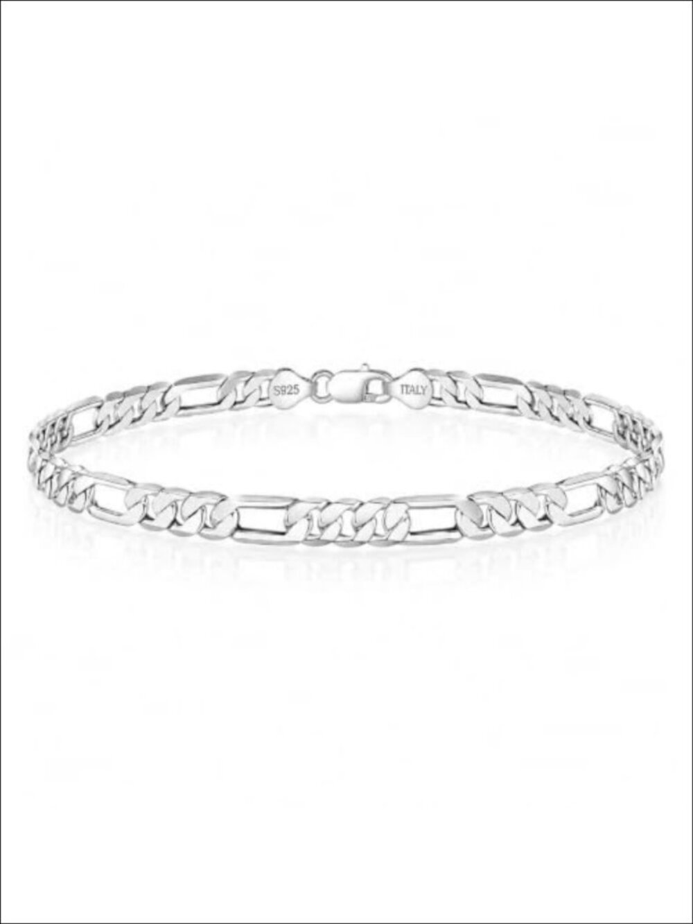 925 Sterling Silver Figaro Bracelet 5mm Link Chain